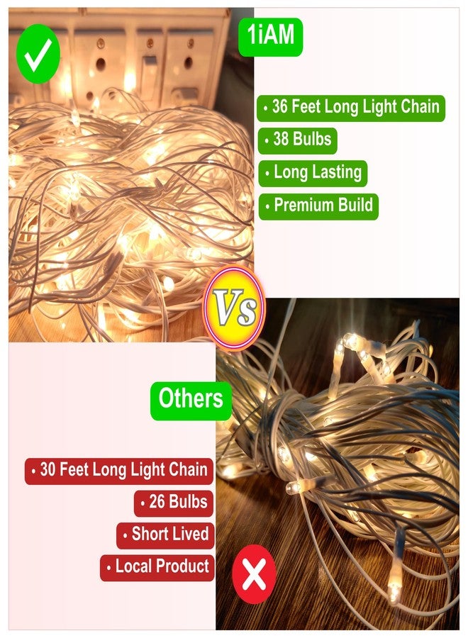 1iAM 3pcs Red Decoration Net Light Combo - 2pcs Large, Stitched with Ribbon, Nylon Made, Reusable, Soft, Wrinkled Free, 8.5x5ft Each, Backdrop Net Curtains & 1pc 11m Long Rice Light for Party - Image 5